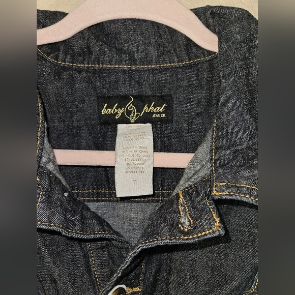 Baby Phat Y2k Vintage Dark Denim Cropped Jogger Utility Jumpsuit Size 11 - Picture 8 of 14